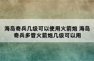 海岛奇兵几级可以使用火箭炮 海岛奇兵多管火箭炮几级可以用